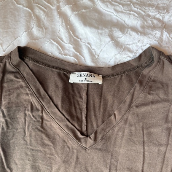 Zenana Sleeveless Brown Tank Top with V Neck - Picture 2 of 8